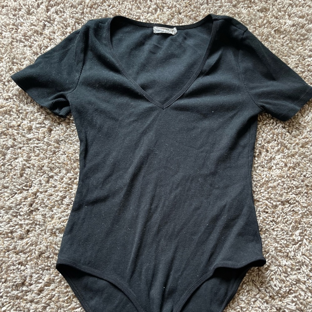 Black v neck bodysuit